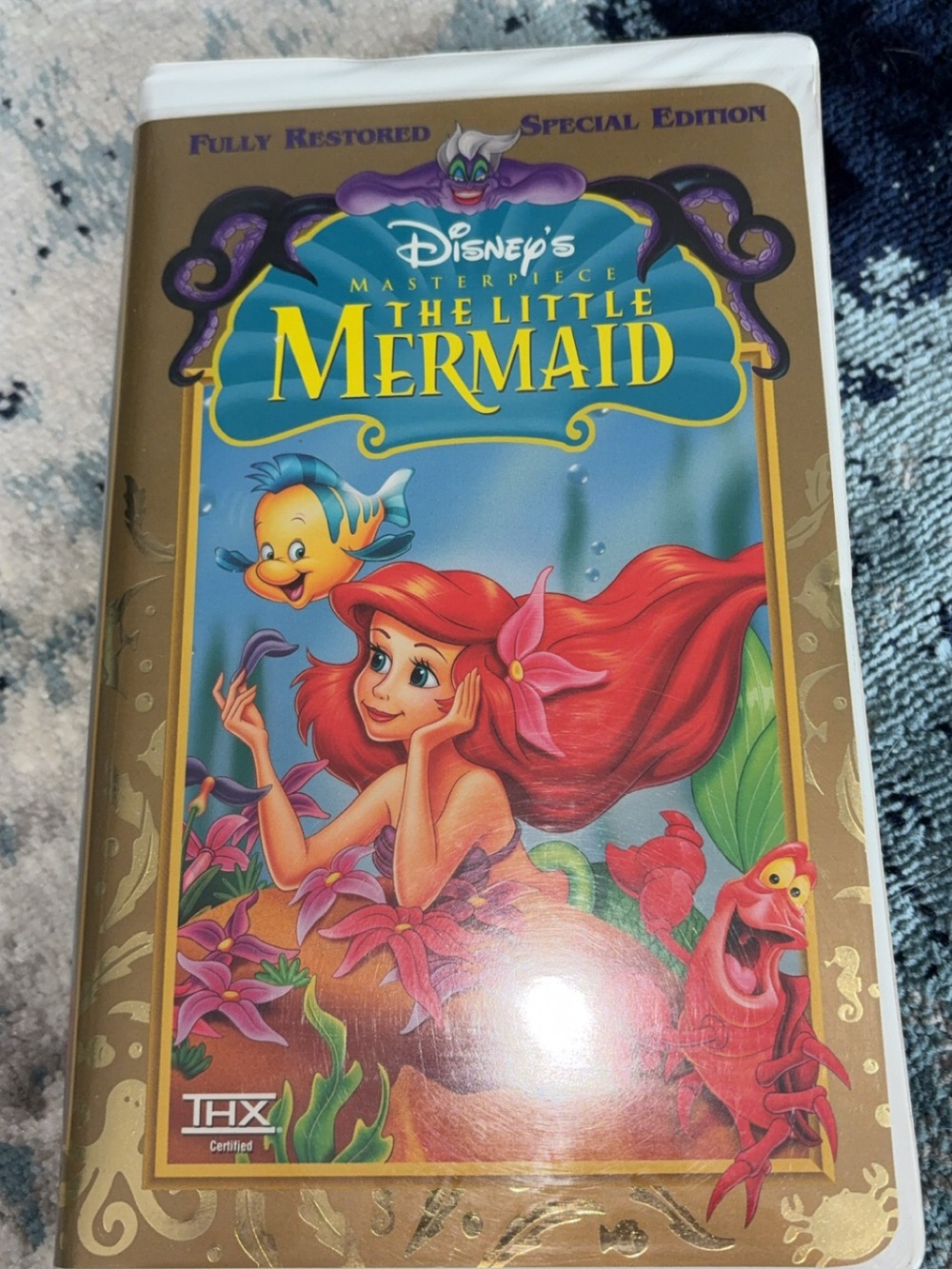 Disney The Little Mermaid VHS Cover - Red Hair, Blue, Gold